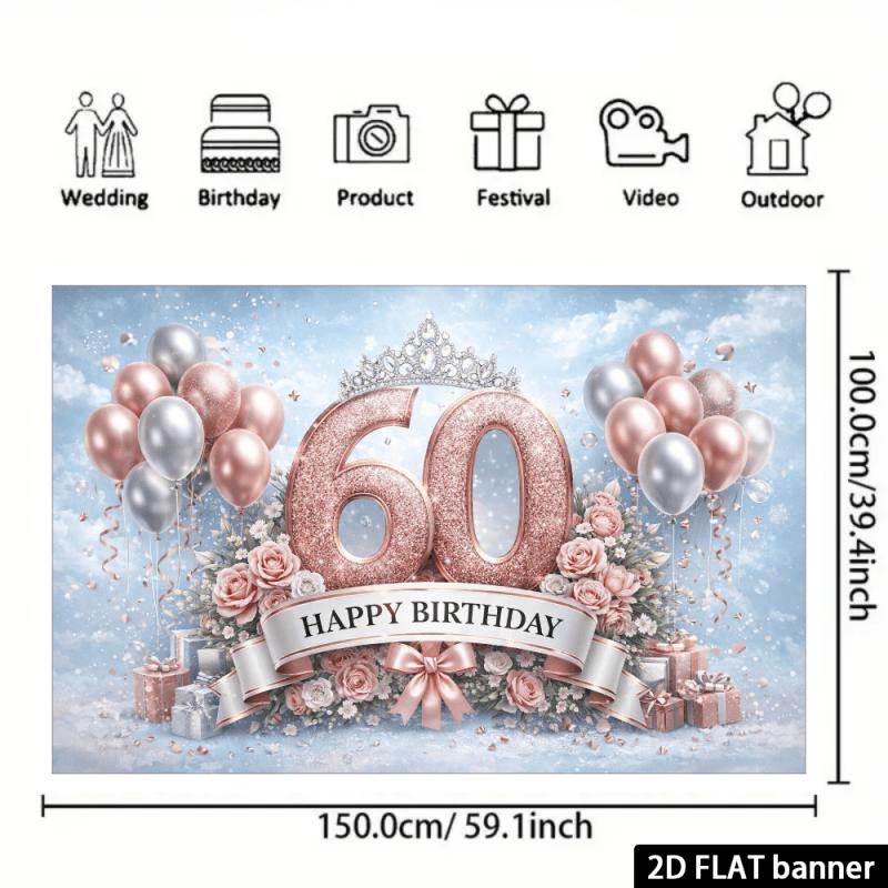 2D Flat Surface 1 Piece of Rose Gold Background Fabric for 60th Birthday Celebration Suitable for Hotels