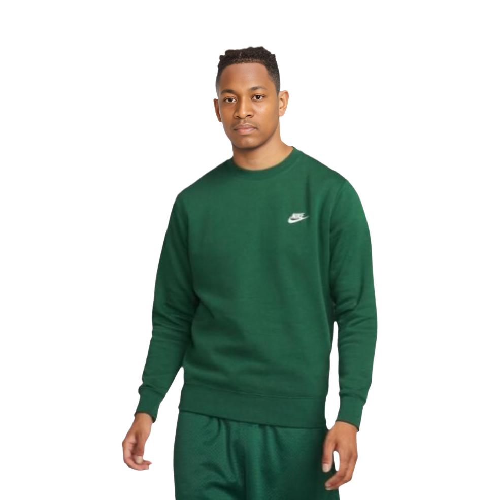 Nike NSW Club Men's Logo Embroidered Pullover Sweatshirt Green BV2663-341