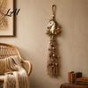 Unique Horse Head Craft Gift Farmhouse Wall Decor Boho Hanging Ornament with Wood Beads Natural Flax Rope Art Tassels Rustic for Living Room