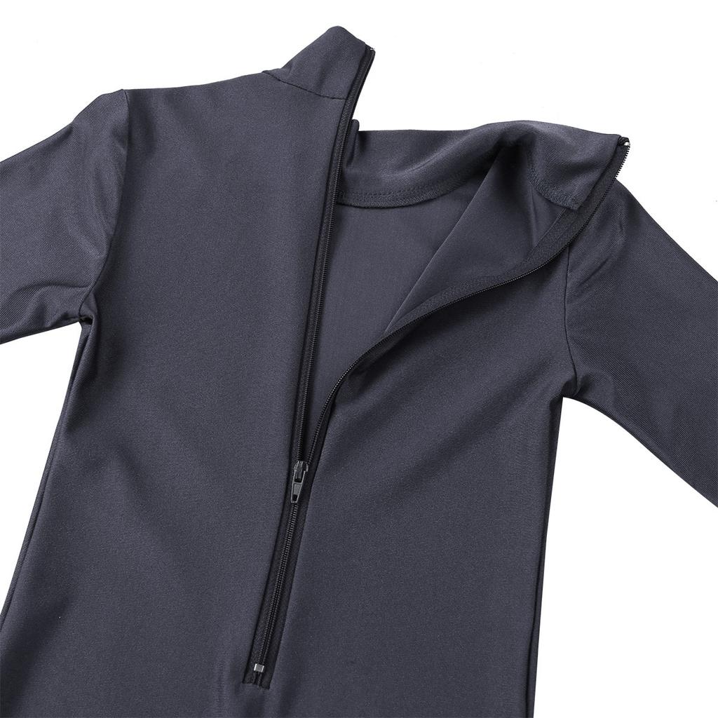 Kids Girls Ballet Dance Gymnastic Unitard Jumpsuit Long Sleeves Mock Neck Zippered Back Bodysuit Activewear