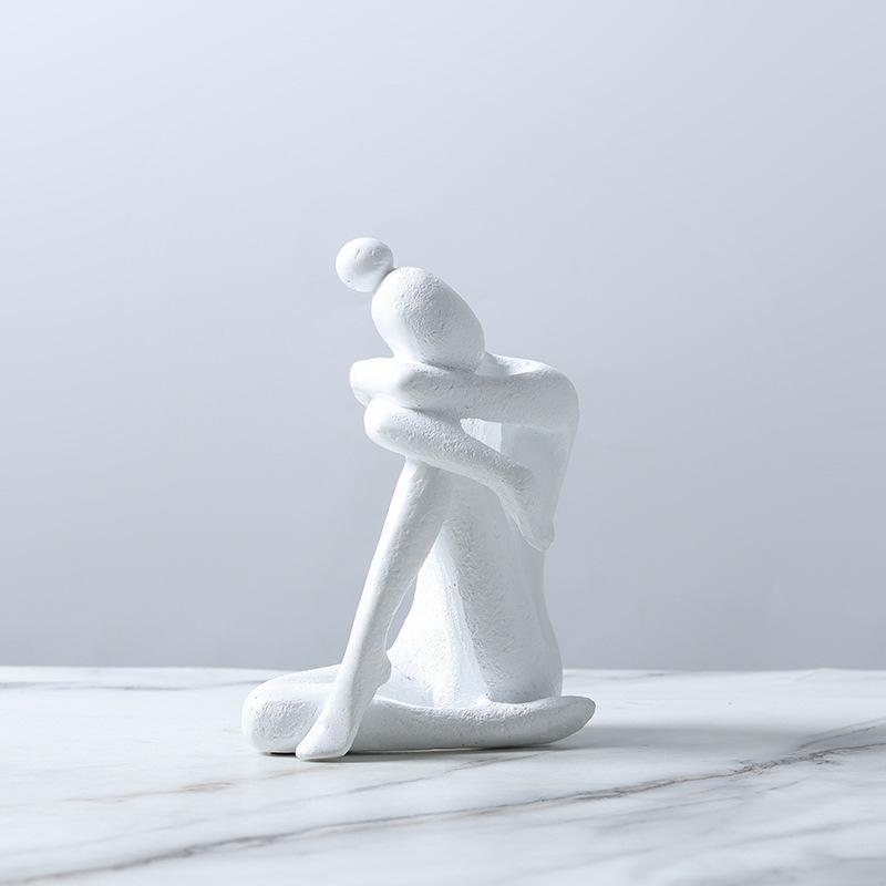 Nordische Wabi Sabi Harz Buchstütze Skulptur Kniende Figur Heimdeko Modern Minimalistisch
