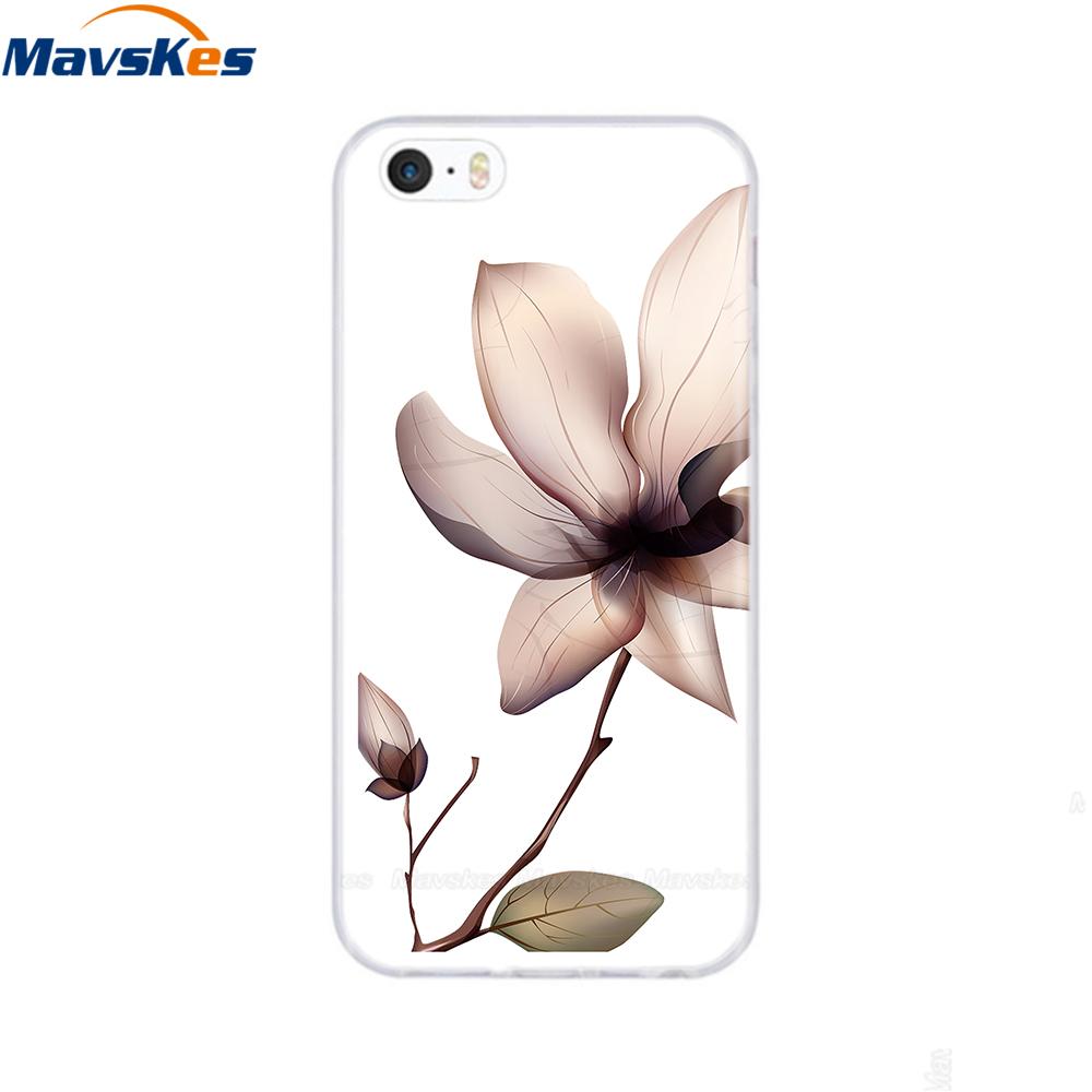soft tpu case for iPhone 4 4s 5 5s SE 6 6s cute cartoon cat flower fashionable silicone phone case cover full protective coque