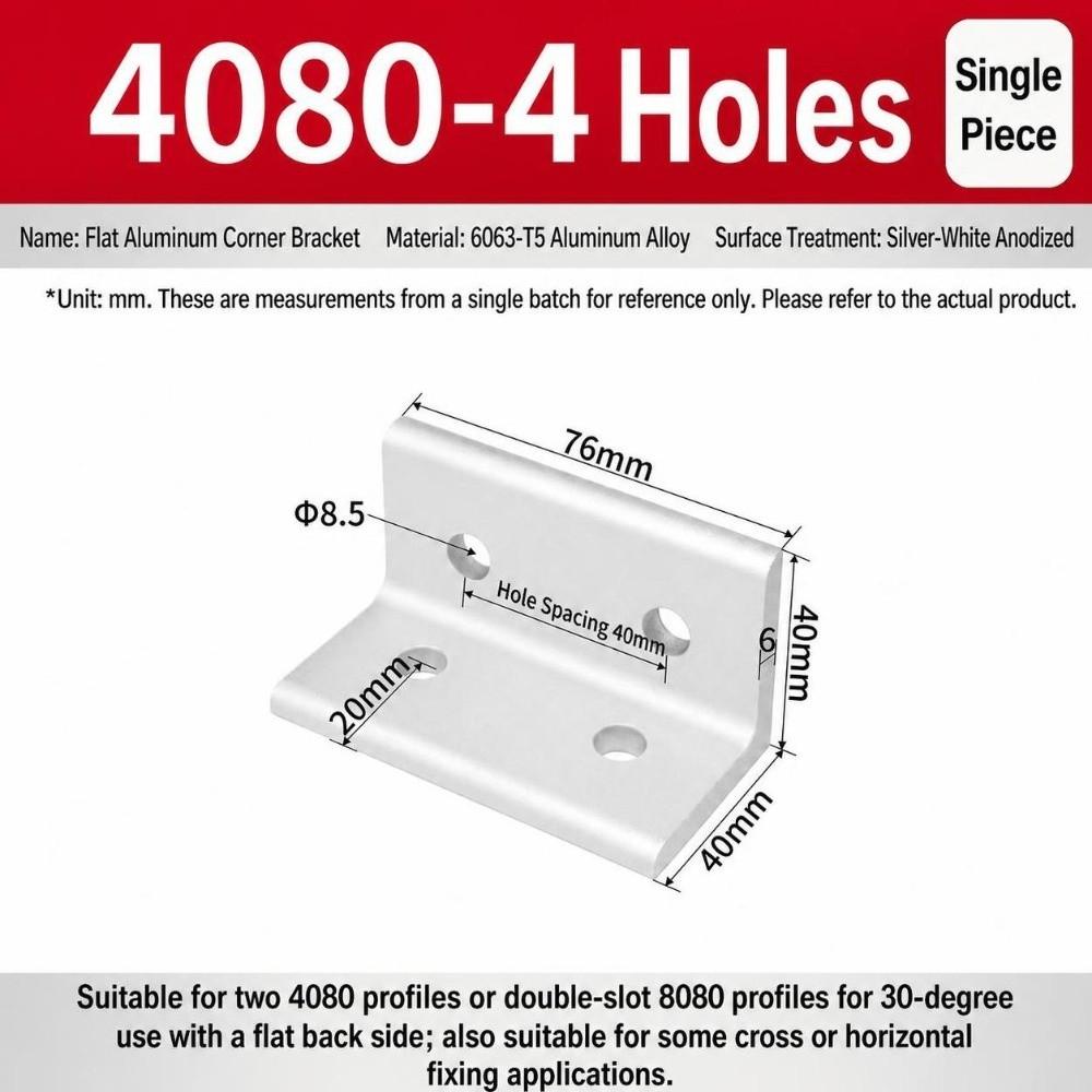 Flat Shape Aluminum Angle Bracket Solid Body Right Angle Bracket For Workbench Build