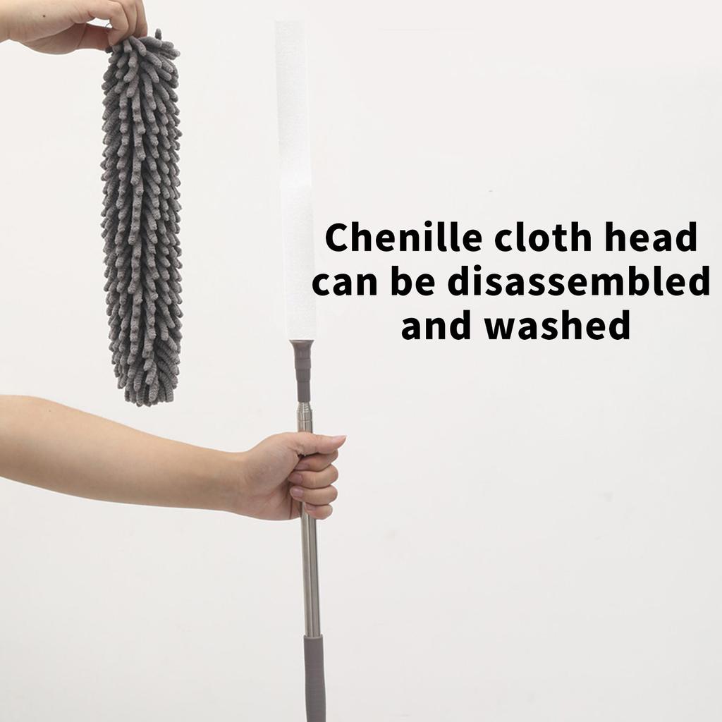 Washable Detachable Ceiling Dust Brush Soft Microfiber Duster Brush Adjustable Length for Ceiling Narrow Corner Cleaning