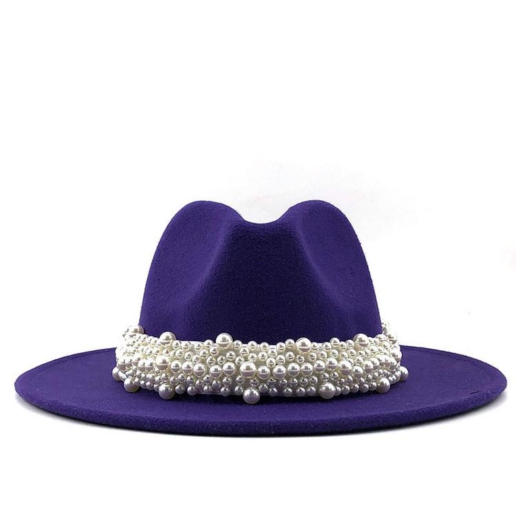 Modern Design Wool Felt Wide Brim Flat Top Hat Formal Fashion Women Fedora Hat