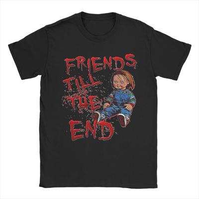 Freunde bis zum Ende T-Shirt Herren 100% Baumwolle Oberteile Shirts Ullzang 80er Jahre Gruselig Horror Guter Junge Chuckys Rundhals Kurzarm