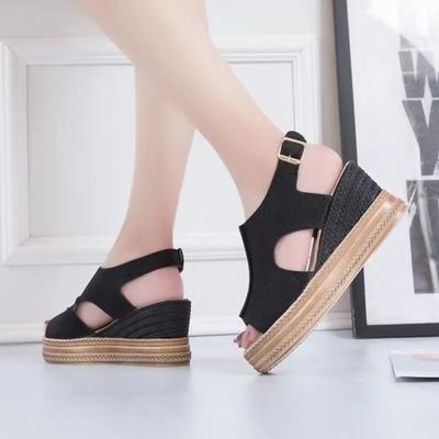 Sommer Plus Größe Keil High Heels Sandalen Frauen 2024 Peep Toe Platfrom Sandalen Frau Schnalle Riemen Rutschfeste Strand Sandalen Mujer