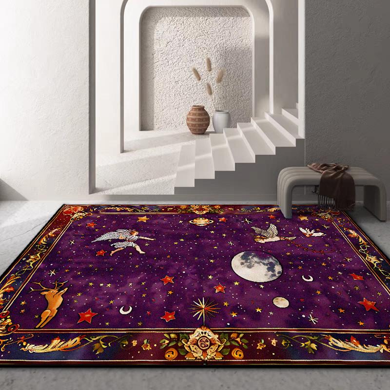 Luxury Starry Sky Design Living Room Carpet Decoration Bedroom Bedside Fluffy Plush Rug Lounge Children Non-slip Floor Mat Soft