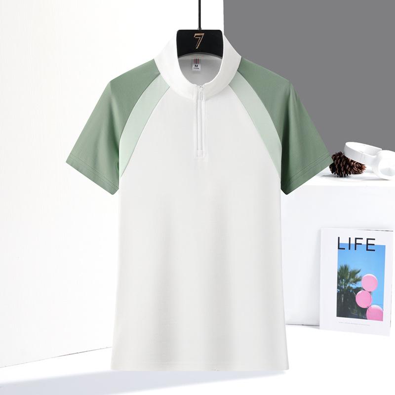 

Summer Colorblock Women s Moisture-Wicking Quick-Dry Outdoor Sports T-Shirt with Zipper Collar XXL зелёный/белый