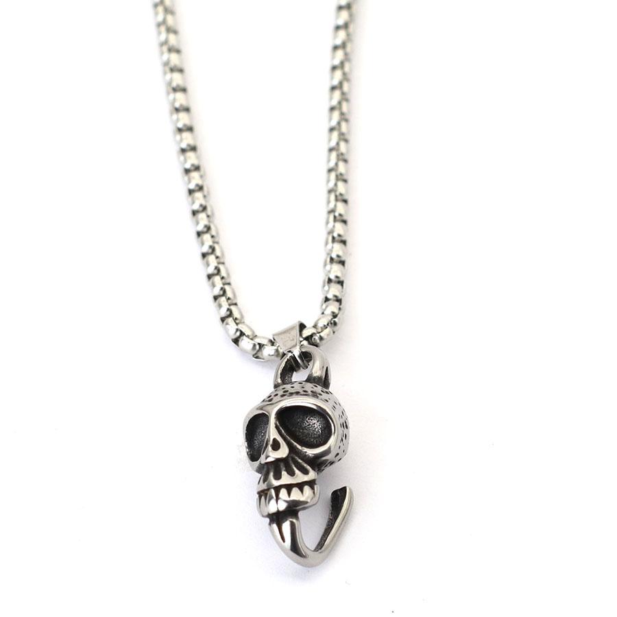 New Skull Necklace For Men 60cm Cuban Chain Hiphop Rock Stainless Steel Anchor Collar Outdoor Cycling Neck Accessories Homme