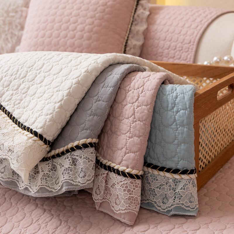New Pure Cotton Fabric Irregular Sofa Cushion Four Seasons Universal Non-Slip French Cream Wind Seat Cushion Cover Cloth Towel
