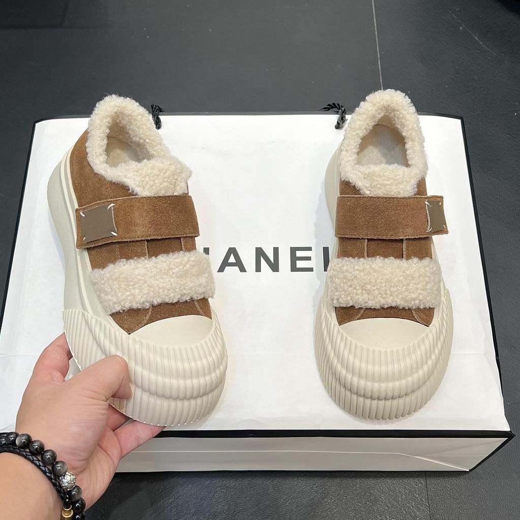 British Style Leather Thick-soled Velvet Casual, Board Shoes 2025 Winter New Round Head with Cashmere Thermal Cotton