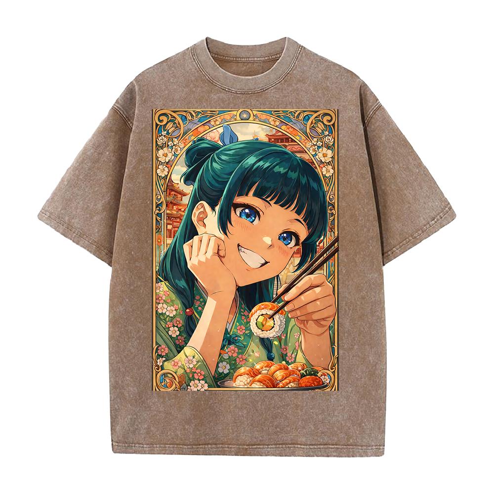 Anime The Apothecary Diaries Maomao Cute Clothing Men Women Short Sleeve Tshirt Washed Cotton Tee Retro T-shirt Harajuku T Shirt