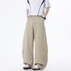 Spring and summer new European, American, Japanese and Korean pure cotton splicing apricot scimitar loose straight casual pants men's pants