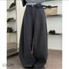 Endorsed by Xiao Yang (158cm) - Women's Woolen High Waist Cropped Wide-Leg Pants, Plush Thickened, 2025 Winter Collection.