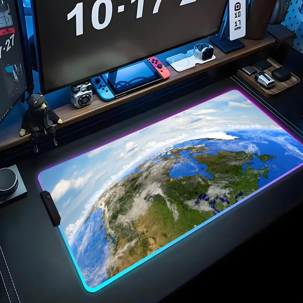 Aarde Muismat RGB Gaming Muismat Grote LED Pad PC Bureau Mat Lichtgevende Muismat Grote Toetsenbordmatten Tafelkleed Met Achtergrondverlichting