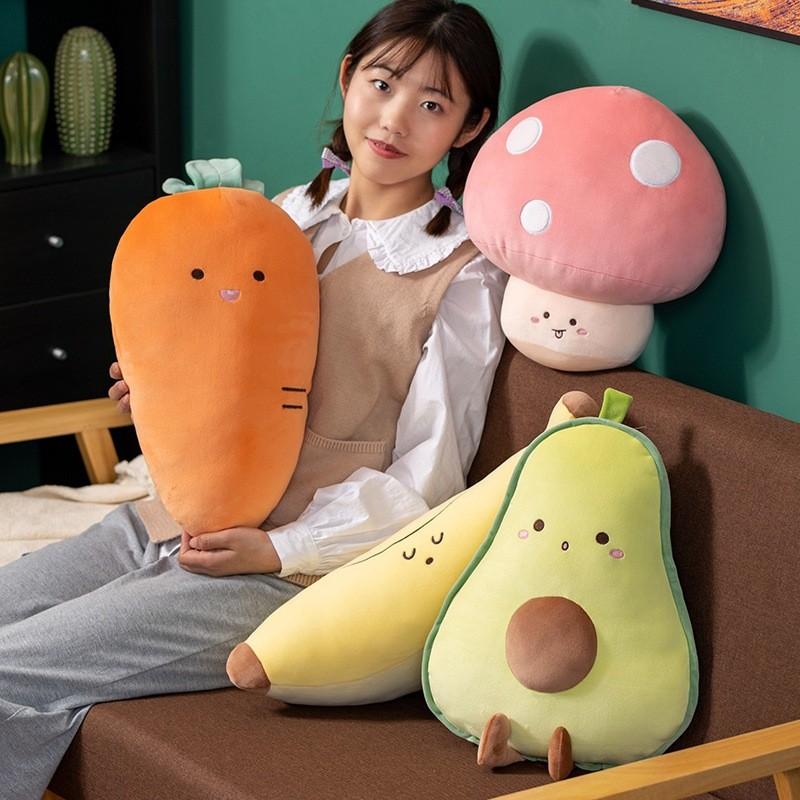 Adorable Carrot Veggie Plush Toys Cartoon Mushroom Avocado Banana Girls Gift Kid
