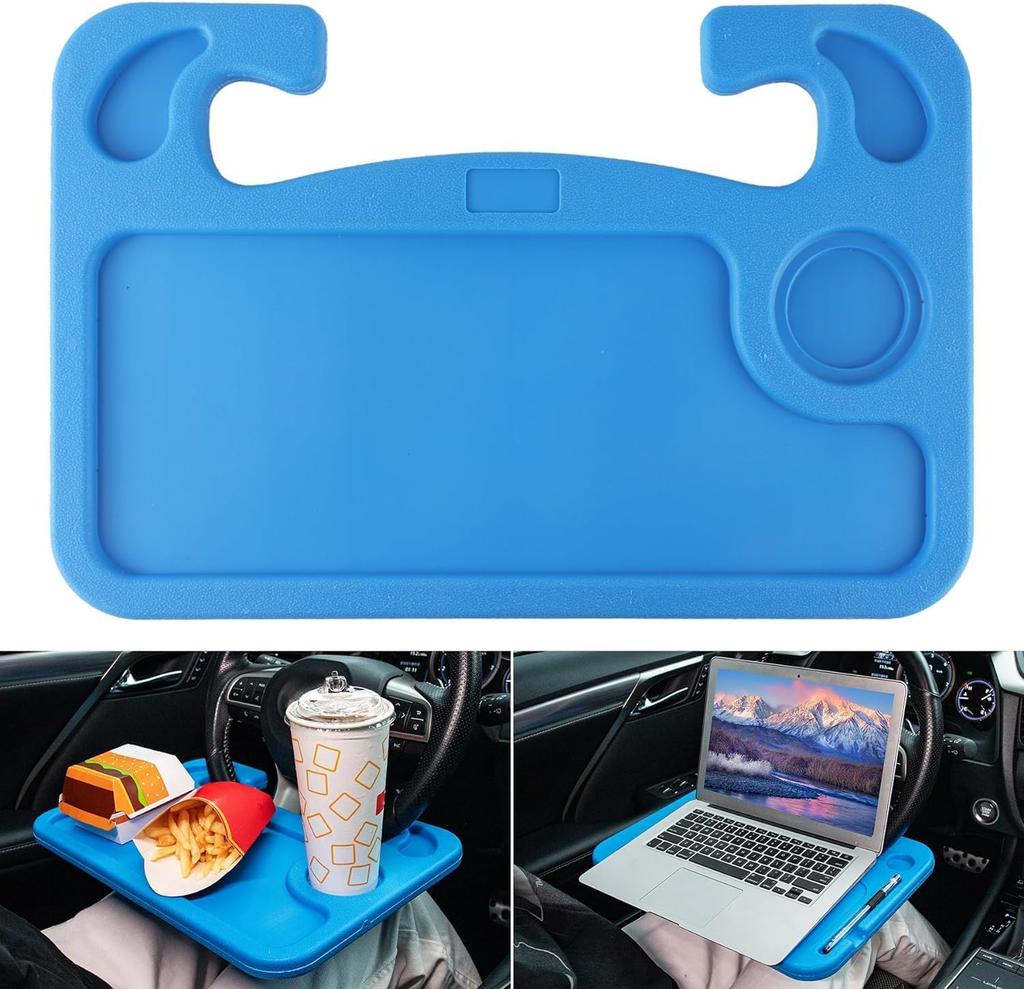 Car Steering Wheel Desk for Laptop,Multipurpose Travel Car Accessories, Car Seat Stand Trays for Eating, Steering Wheel Under Table Console(Black)