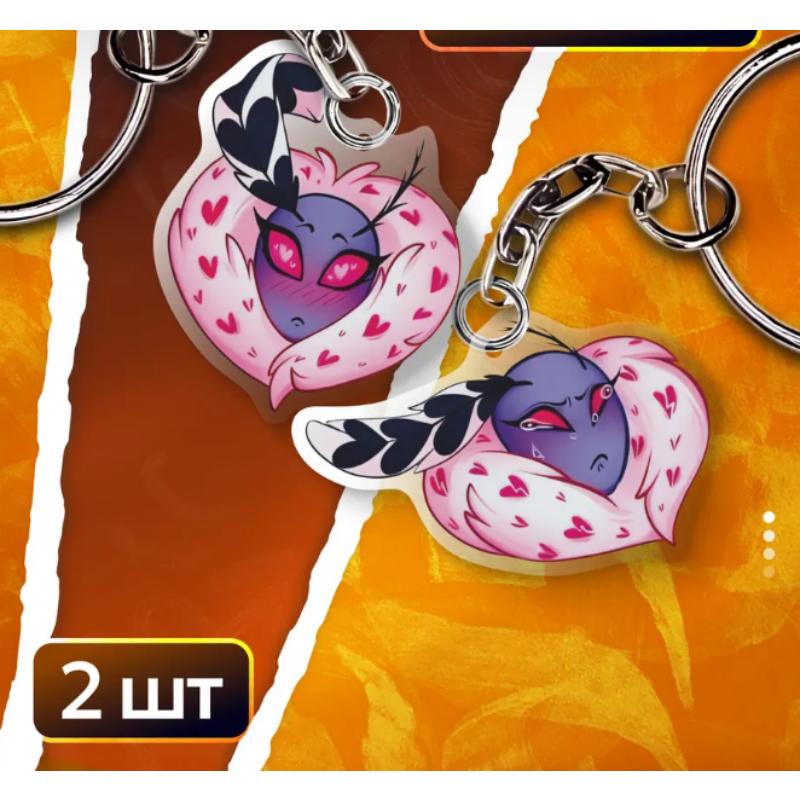 

Anime Cartoons Acrylic Key Buckle for Hazbin Hotel Velvet Vox 3 Vees Character Peripheral Decoration Pendant Birthday Gift