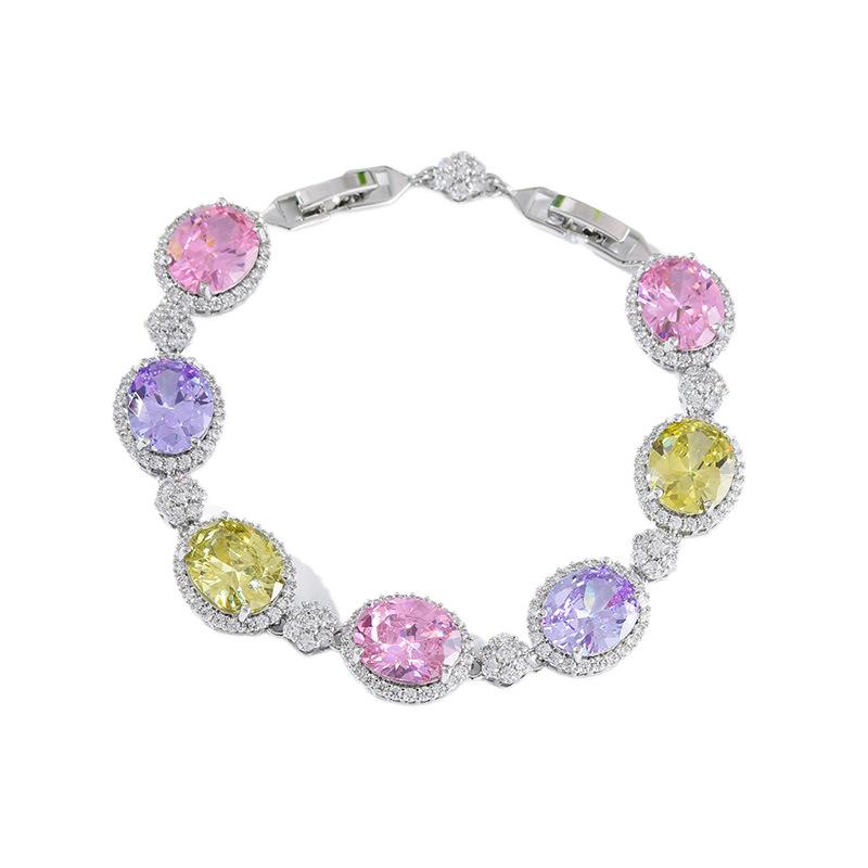 Zircon Bracelet, High-End Bracelet, Light Luxury Design, Jewelry, Colorful Treasure, Purple Accessories.