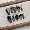 Handmade 3D Dark Ombre Butterfly Press-On Nails Medium To Long Length Women Girls