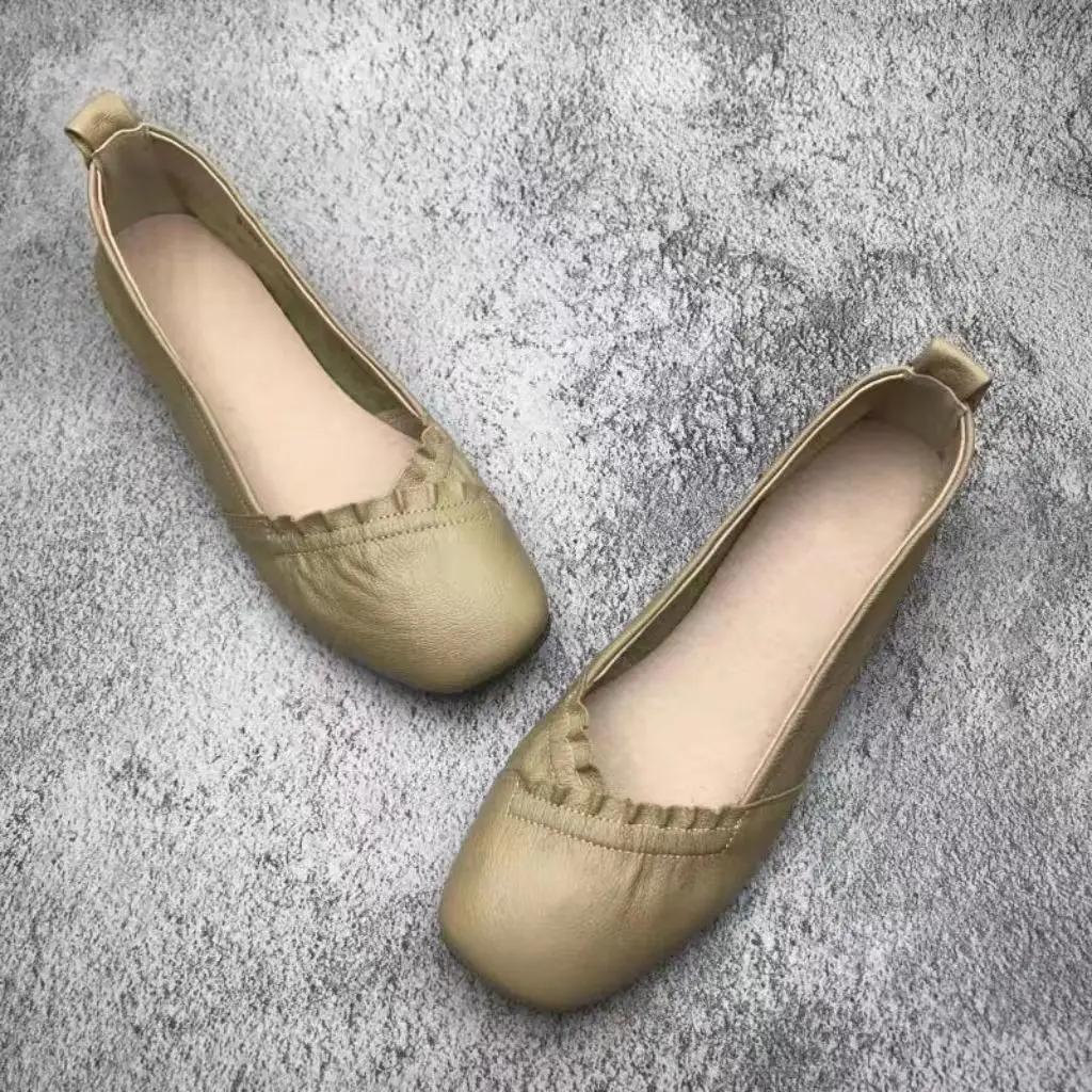Fashion Shoes for Women Low Heel Elegant Wear Resistant Soft Bottom Formal Leather Casual Quick Delivery With Discount Price Woman Flats