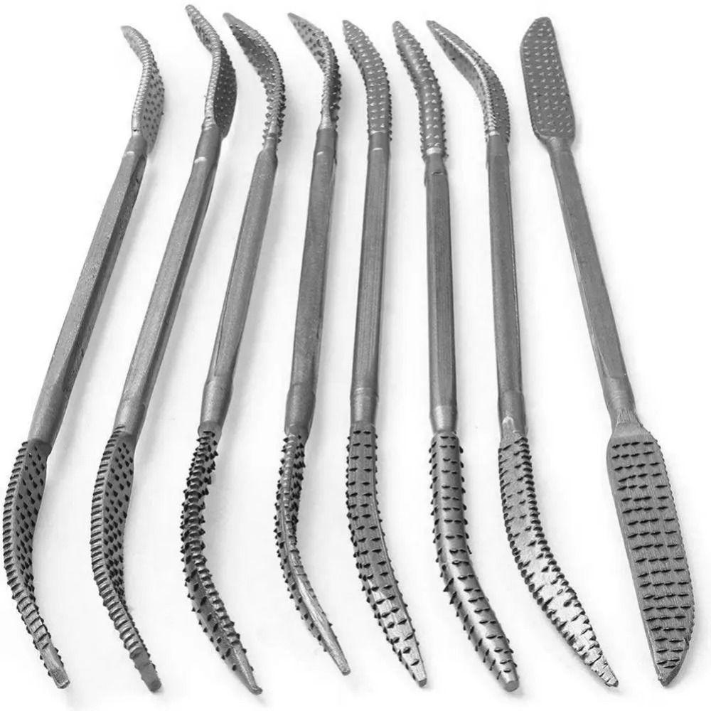 8ks Profesionální oboustranný riflový pilník na dřevo, rašple, sada pilníků s hrubým riflovým pilníkem, Dřevoobráběcí broušení