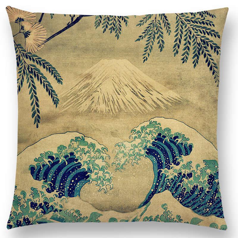 Mount Fuji Spring Pillow Cover Landscape Painting Cushion Cover Four Seasons Nature Scenery Fuji Mountains Sofa Pillow Case
