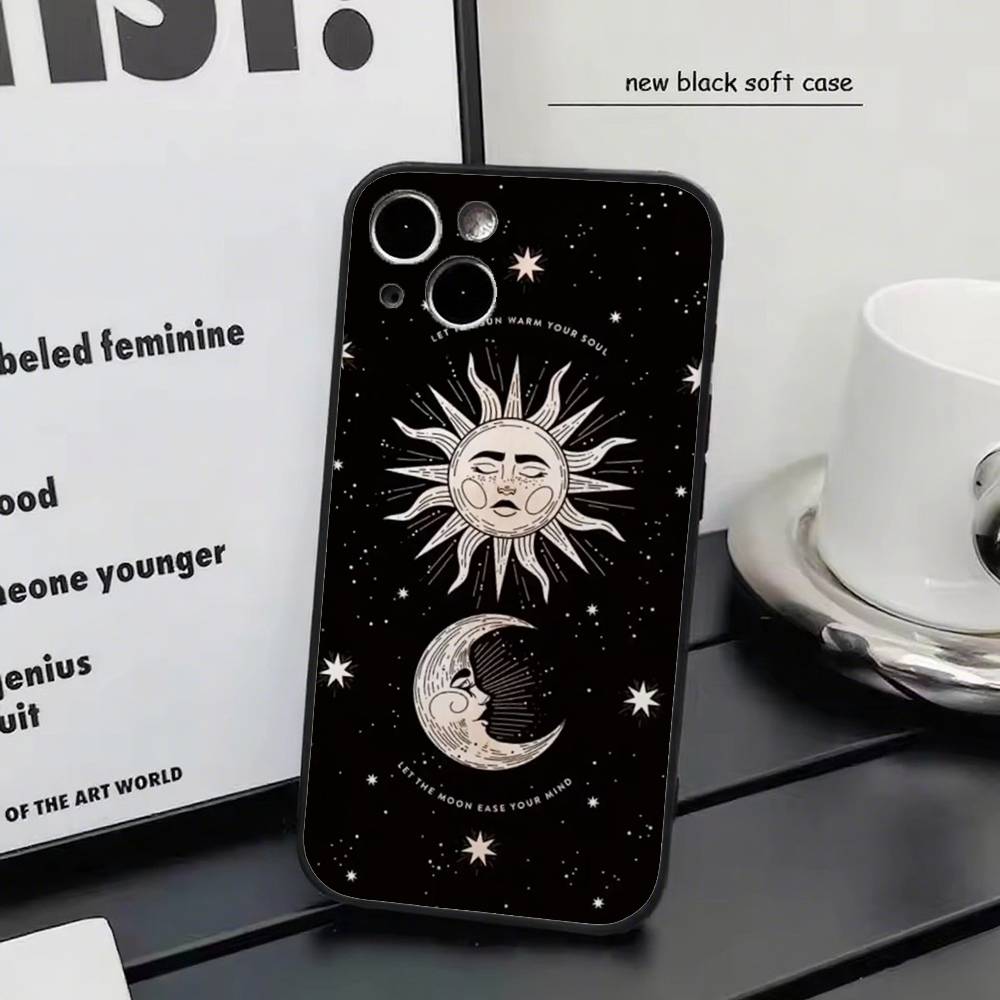 Witches Moon Tarot Mystery Totem For iPhone 17 air 16 15 14 13 12 11 Pro Black Soft Cover Phone Case