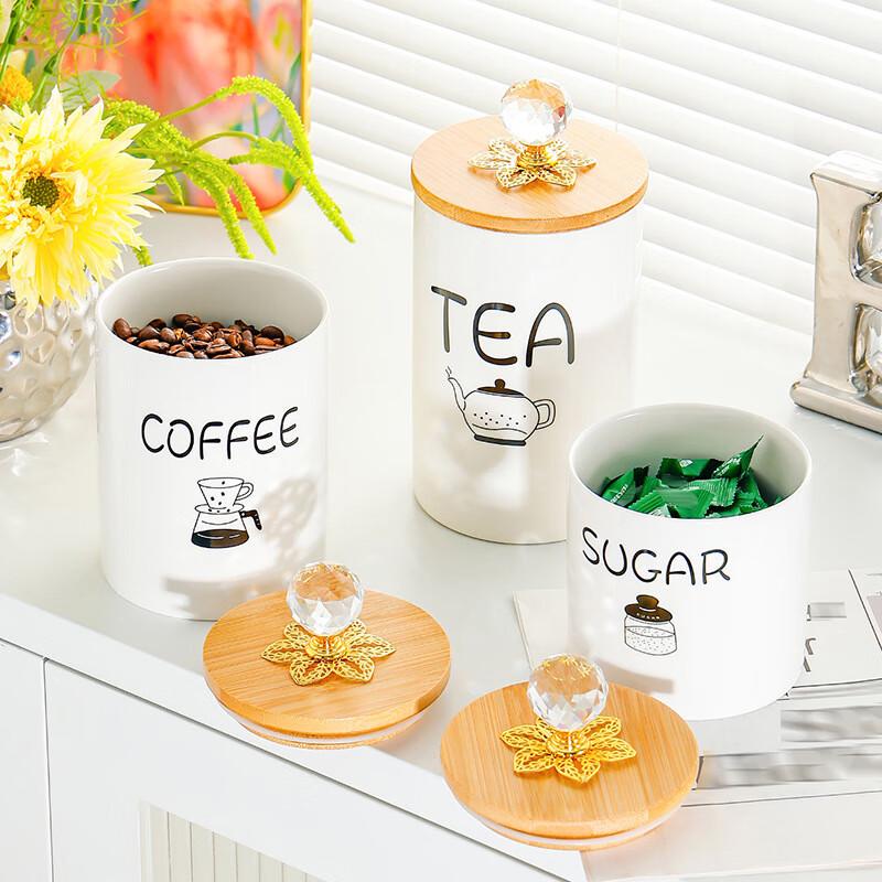 ZISIZ Large Diamond Ceramic Tea Caddy
