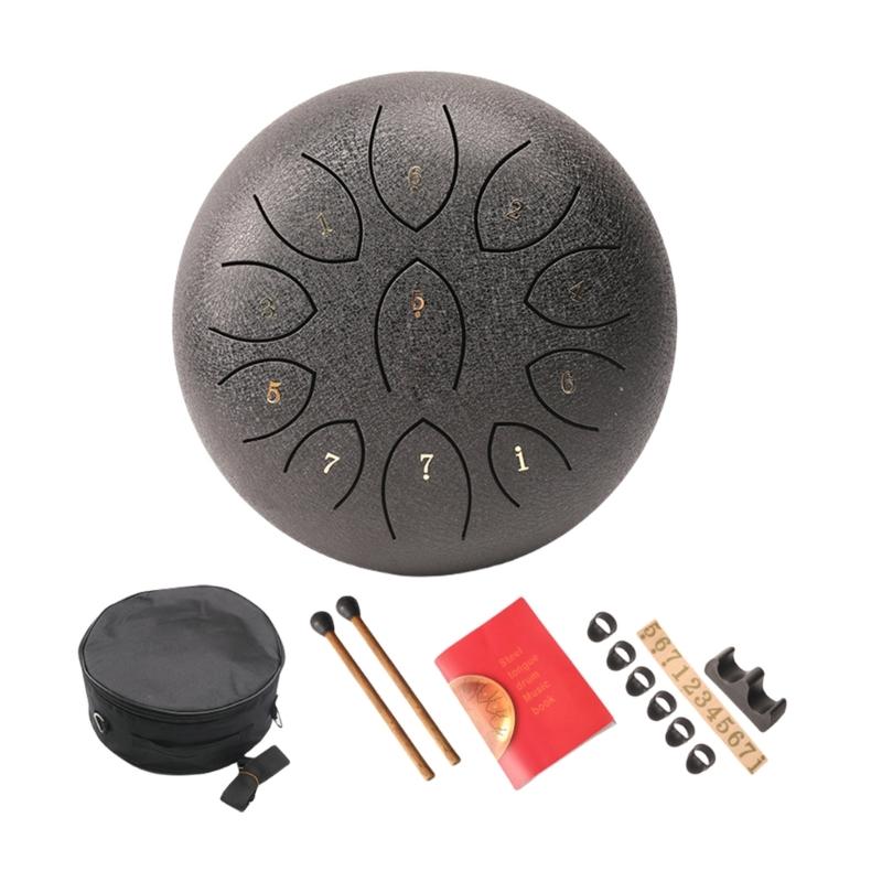 Ethereal Drum Percussions Instrument 11 Note Steel Tongue Drum for Adults Beginner Kids Handpans Drum with Drumstick