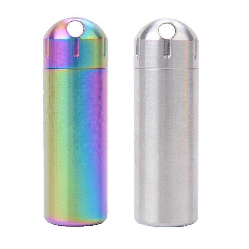 Tragbare Wasserdichte Kapsel CNC Metall Dichtungsflasche Mini Edelstahl EDC Überlebens Pillendose Haus Camping Werkzeug für den täglichen Gebrauch