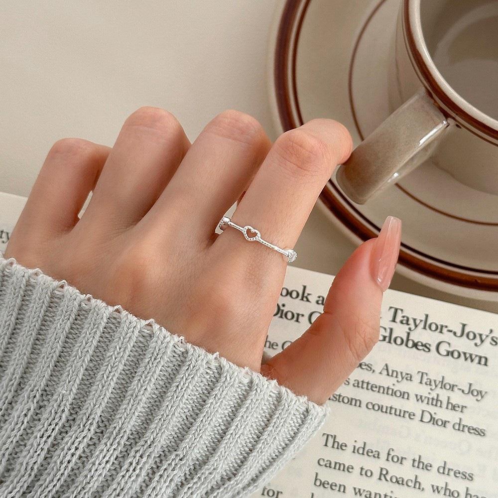 

Геометрическое нерегулярное любовное кольцо из серебра 925 пробы для женщин Adjustable Opening