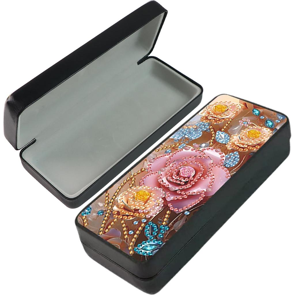 PU 5D Diamond Painting Sunglass Case Special Shape Handmade Sunglasses Storage Box Art Crafts for Daily Commute Travel Carrying
