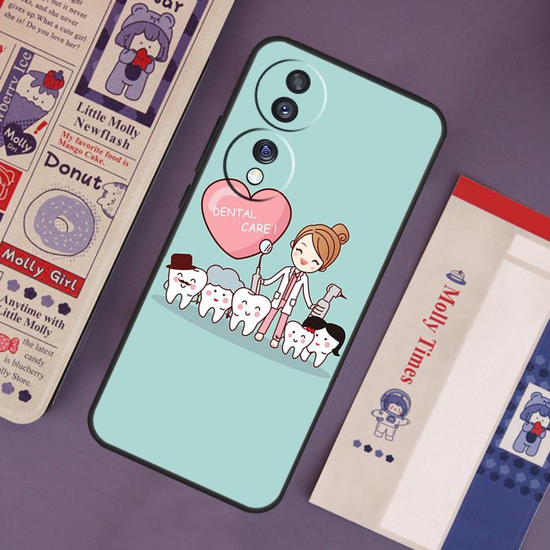 Cartoon Dentist Dental Teeth Case For Honor Magic 7 Lite 5 6 Pro Honor 200 Pro 50 70 90 X9b X9a X8b X8a X8 X9 X9c Cover