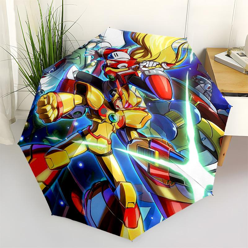 

1pc Megaman Automatic Opening & Closing Outdoor Umbrella with 3-Fold Design, Featuring 8-Rib Iron Frame - Perfect for Fans, Travelers, Daily Use,