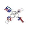 USA Flag Bottle Opener Keychains Creative American Flag Metal Enamel Pendant Keyrings for Women Men Fashion Jewelry Friends Gift