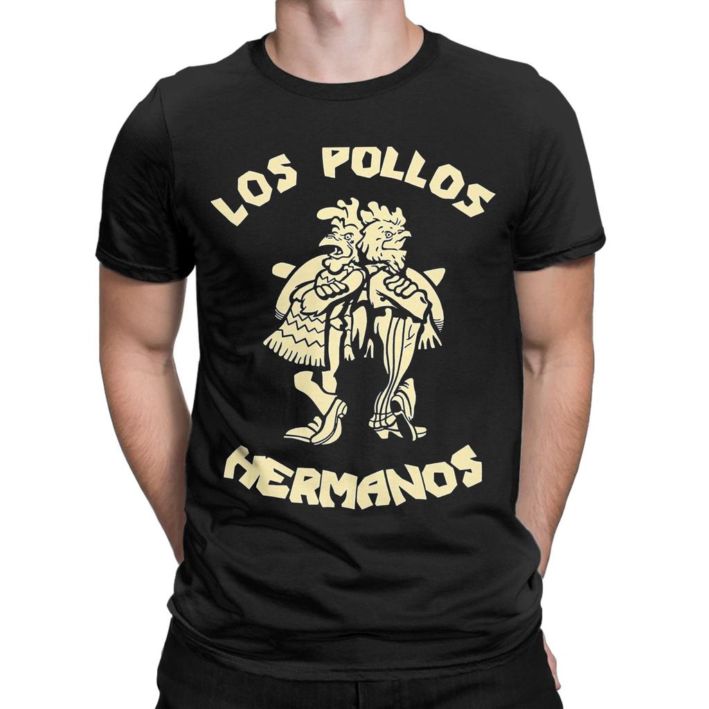 Los Pollos Hermanos Chicken Christmas T Shirt for Men Pure Cotton T-Shirts Round Collar Breaking Bad  Tees Short Sleeve Clothing