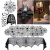Halloween Decorations Tablecloth Runner Black Lace Round Spider Cobweb Table Cover Fireplace Mantel Scarf Spiderweb Fireplace