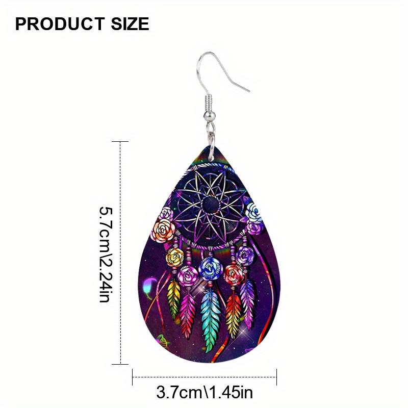 Streifen/Traumfänger-Muster PU-Leder Ohrringe Damen Elegante Ohrringe für Festival, Geburtstag, Weihnachten und tägliches Tragen Trendige Damenohrringe