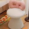 Cream Vanity Stool with Bow Back, Rotating Faux Sheepskin Makeup Chair,Nail Salon Stool for  Dressing Table,Aesthetic Home Decor