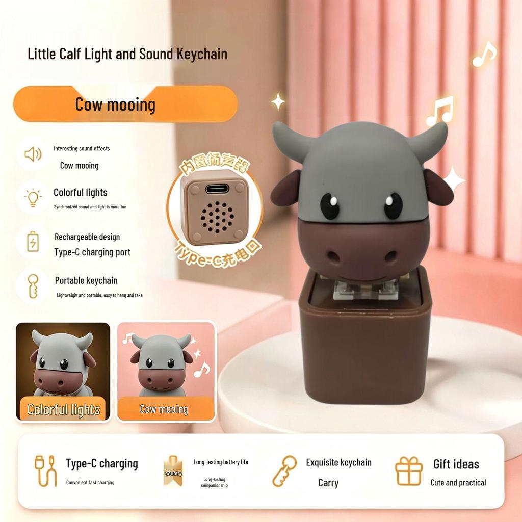 Sound and Light Charging Animal Keychain: Decompression Press Pendant