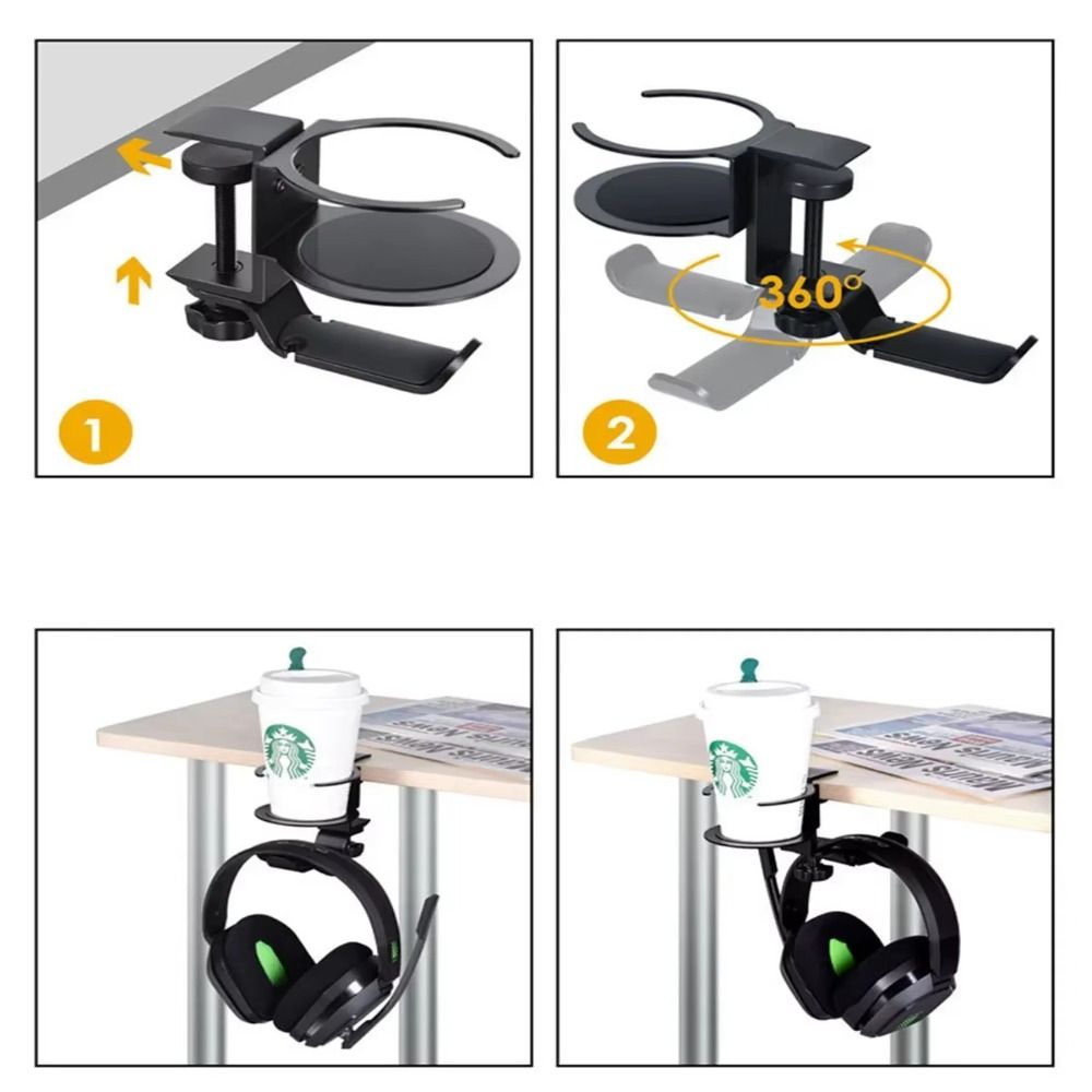 Desktop Mount Cup Headphone Stand Holder 2 In 1 Headset Bracket Hanger  for Gamers