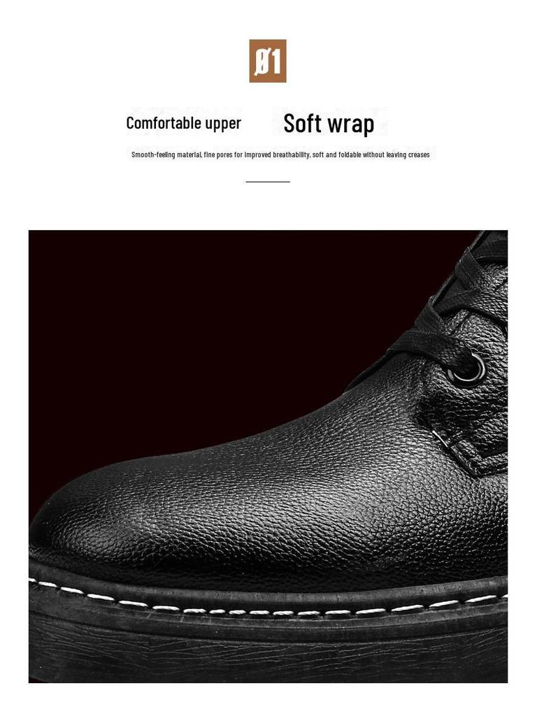 2025 British Style Leather High-Top Martin Boots with Side Zipper for Autumn/Winter