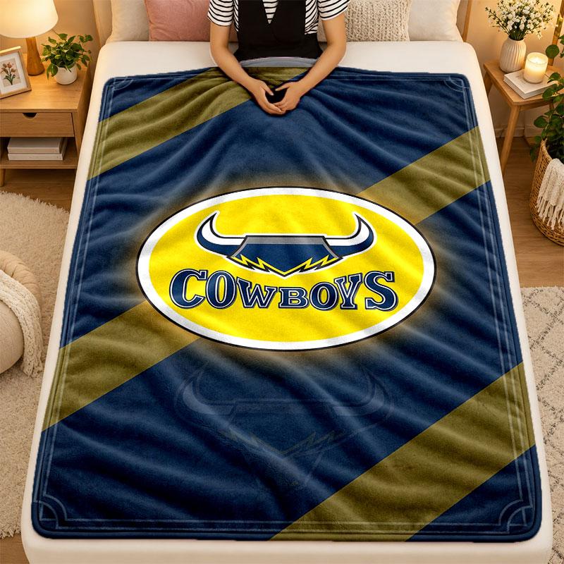 Flannel BlanketNorth Queensland Cowboys Warm Soft Throw Blanket for Indoor Sofa Bed Living Room Use