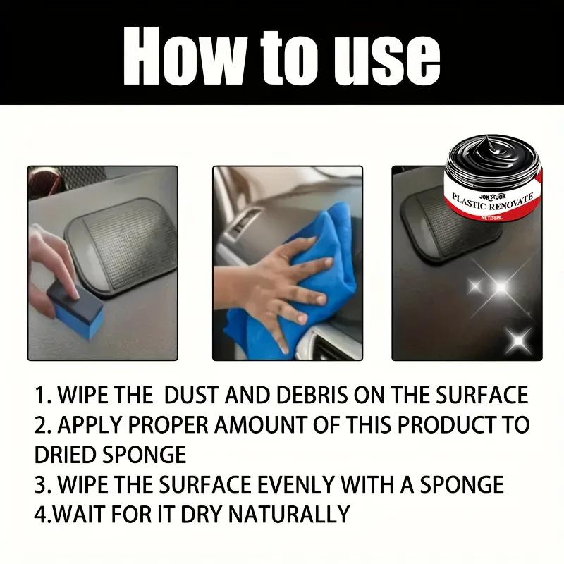 Multi-Functional Plastic Polishing Paste,Car Interior Refresher,Scratch Repair Wax,Tire & Wheel Care,Dashboard Polish,Fast Shine