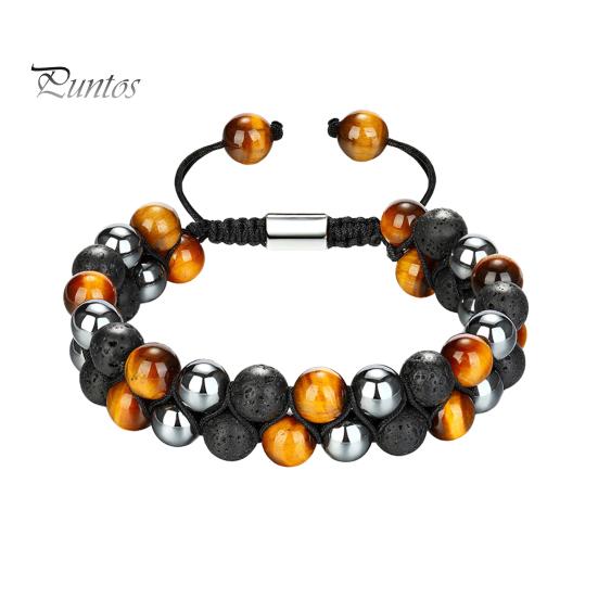 

Регульований браслет з імітацією агату, гладкий і полірований, плетений, двошаровий з китицею, ретро стиль, прикраса на зап ястя B