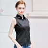 Women's White Sleeveless Slim Fit Korean-Style Blouse - Professional Summer Cotton Top