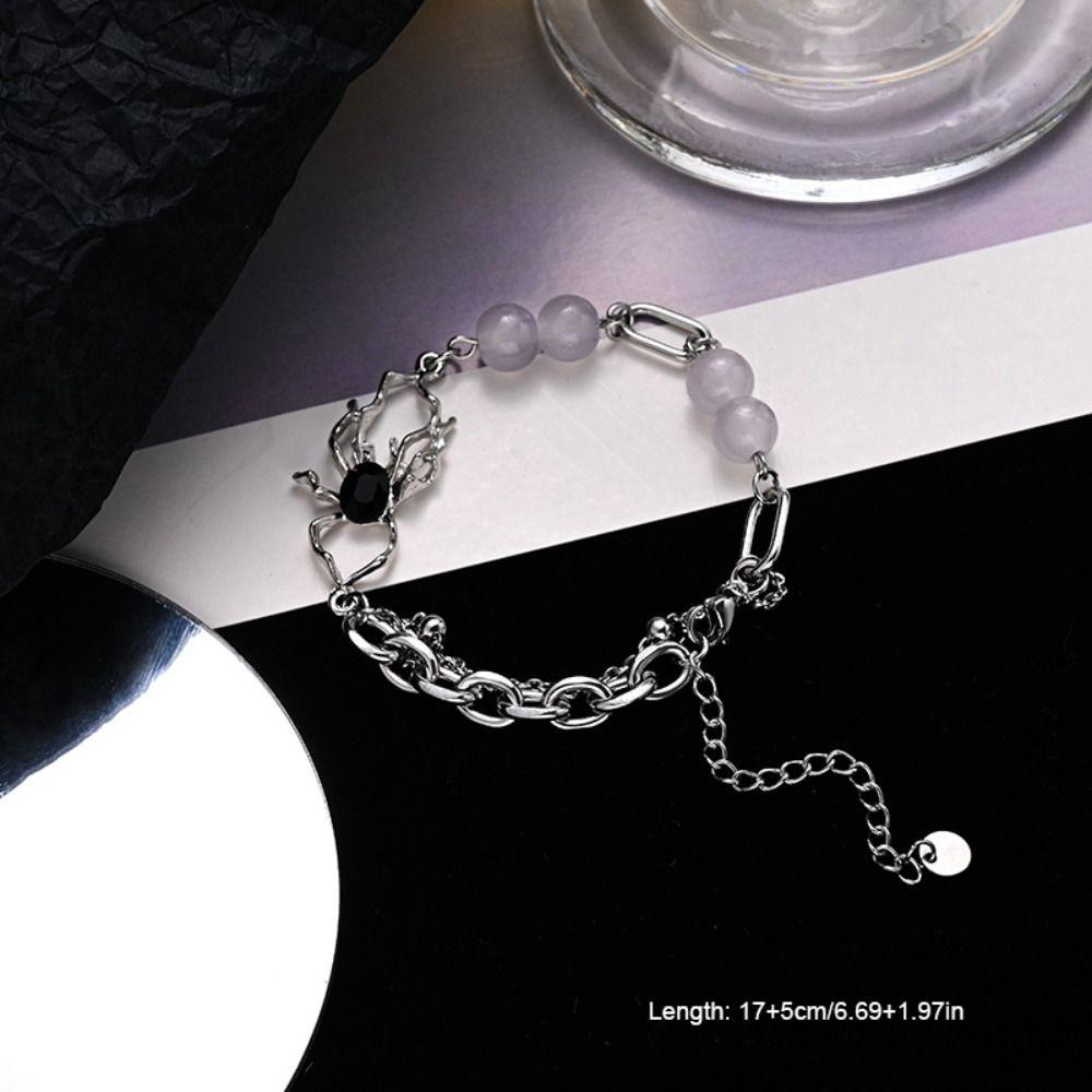 Gothic Titanium Steel Spider Punk Jewelry Accessories Spider Bracelet Hip Hop Adjustable Length Clavicle Chain Music Festival