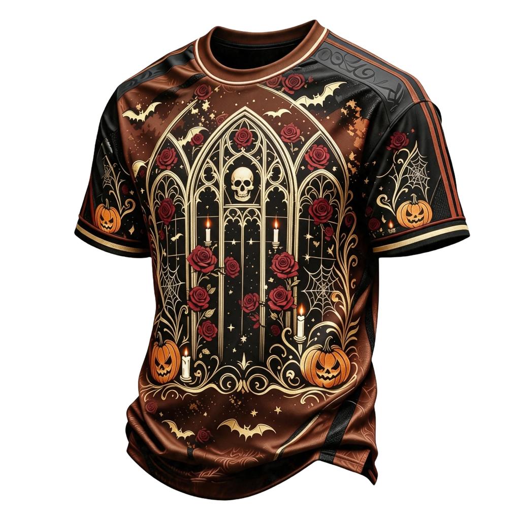 Men's Halloween Casual Short Sleeve T-Shirt Round Neck Party Costume Top